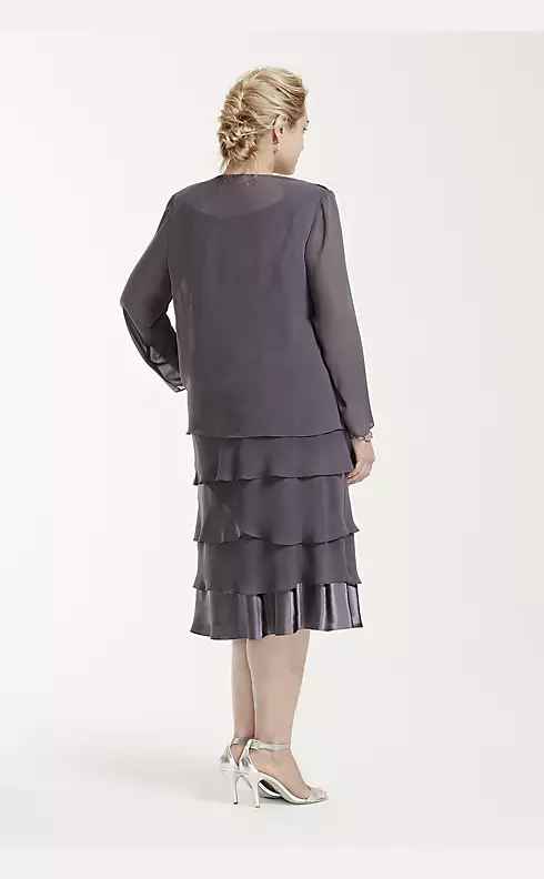3/4 Sleeve Jacket Dress with Shoulder Detail Image 3