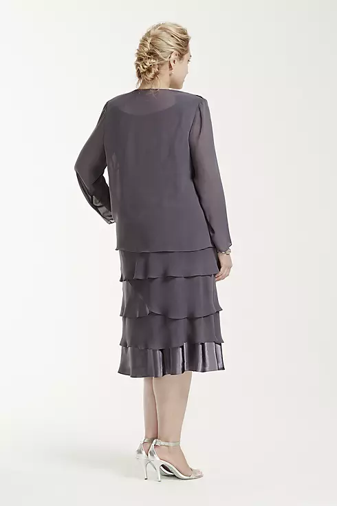 3/4 Sleeve Jacket Dress with Shoulder Detail Image 3