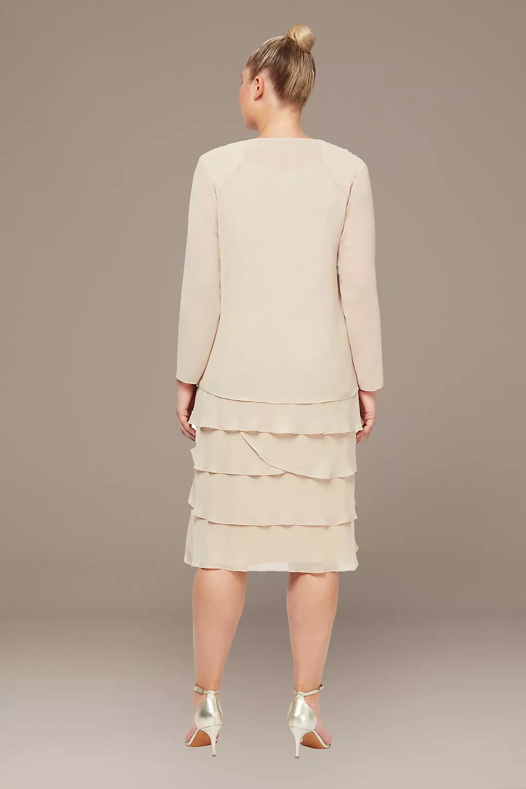 Plus Size Tiered Chiffon Drop Waist Jacket Dress | David's Plus Size Tiered Chiffon Drop Waist Jacket Dress | David's