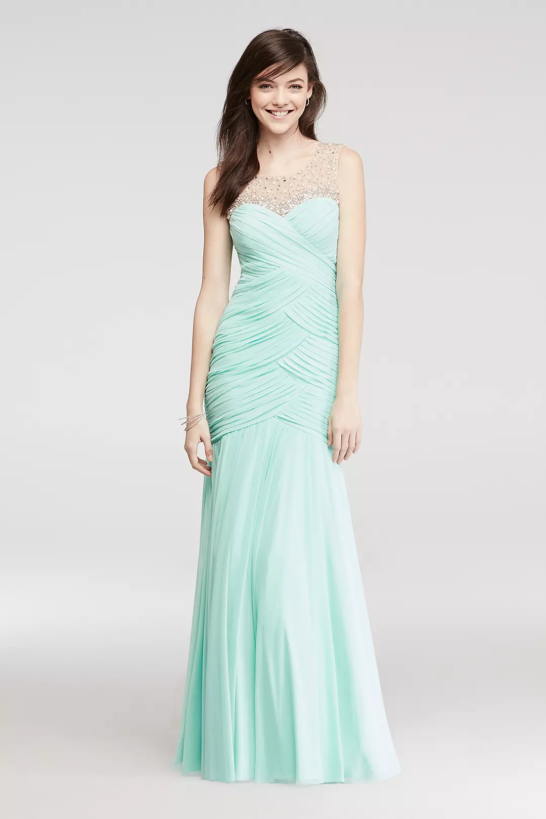 Mermaid Prom Dress with Beaded Illusion Tank Image