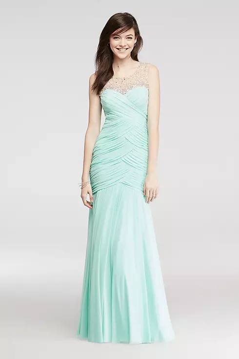 Mermaid Prom Dress with Beaded Illusion Tank Image 1