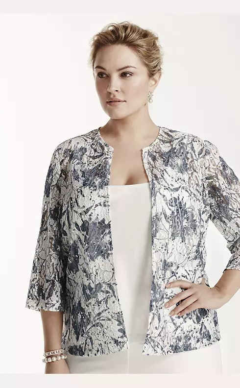 Three Piece Pant Suit with 3/4 Sleeve Print Jacket Image 5