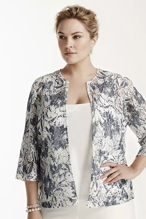 Three Piece Pant Suit with 3/4 Sleeve Print Jacket Image 5
