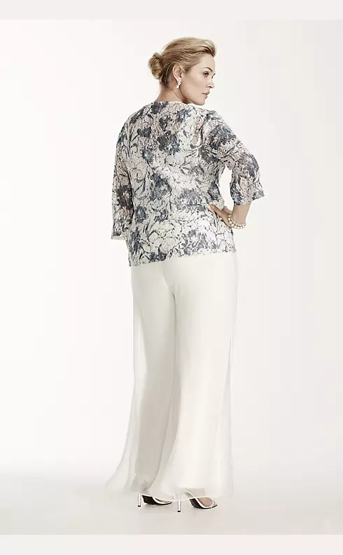 Three Piece Pant Suit with 3/4 Sleeve Print Jacket Image 2