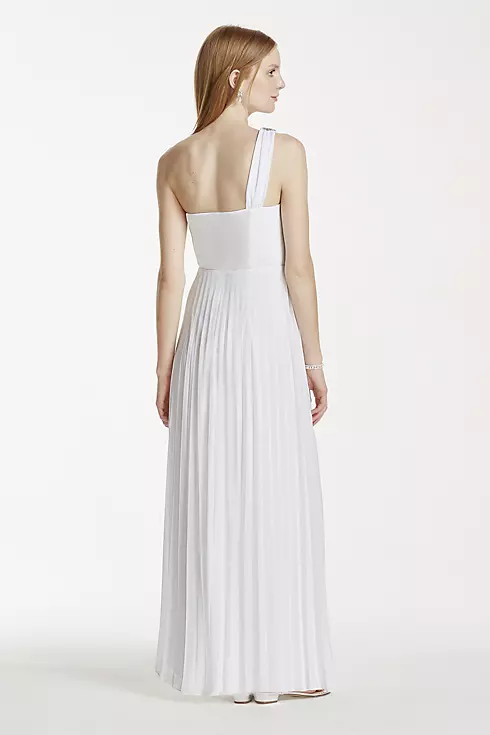 One Shoulder Aline Dress with Crystal Brooch Image 2