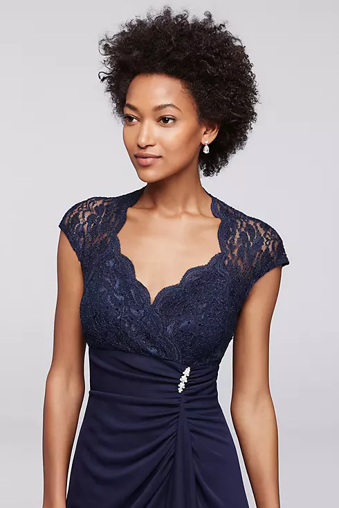 Short Dress with Glitter Lace Cap Sleeves Image 3