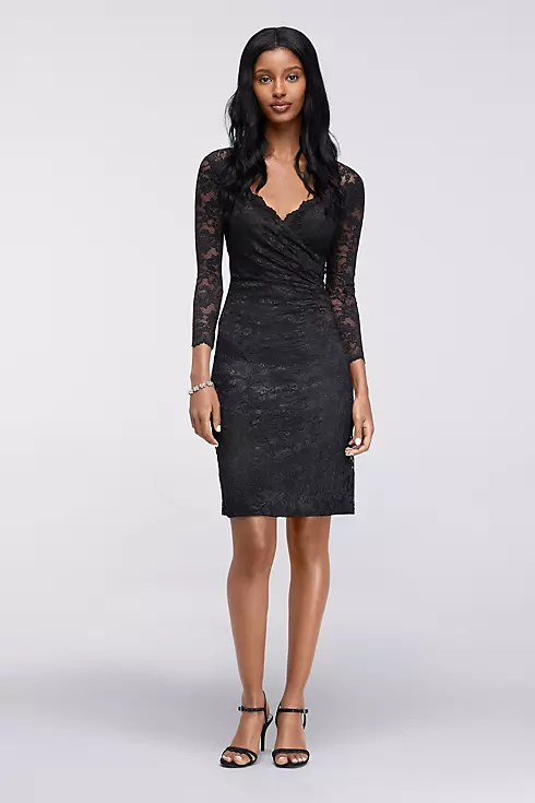 Short Allover Lace Long-Sleeve Dress Image 1