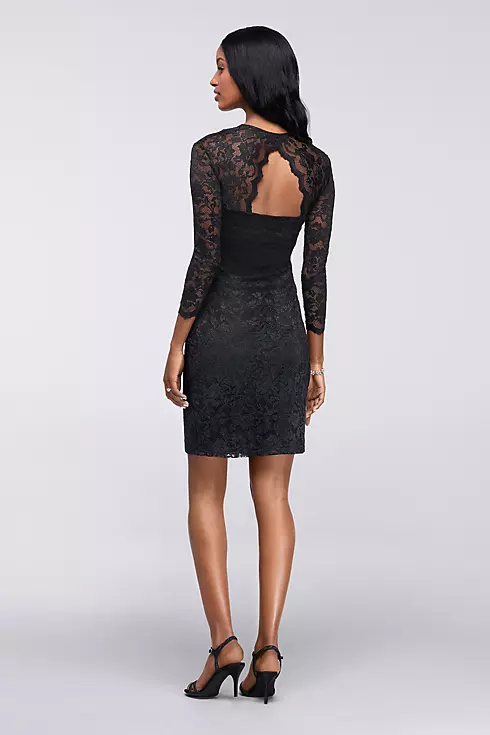 Short Allover Lace Long-Sleeve Dress Image 2