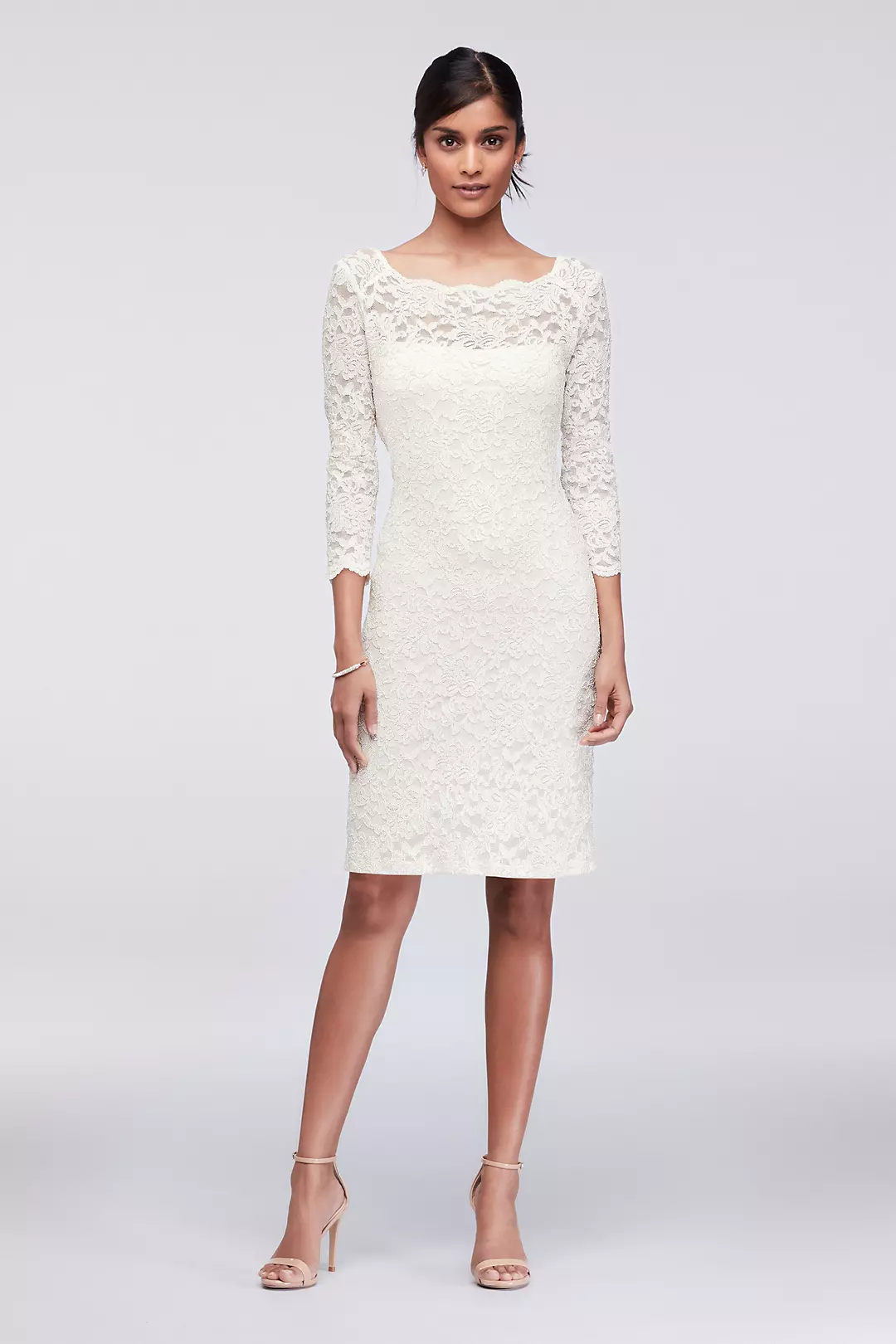 3/4-Sleeve Illusion Lace Cocktail Dress Image