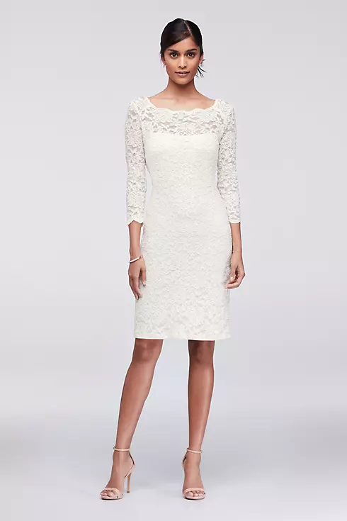 3/4-Sleeve Illusion Lace Cocktail Dress Image 1