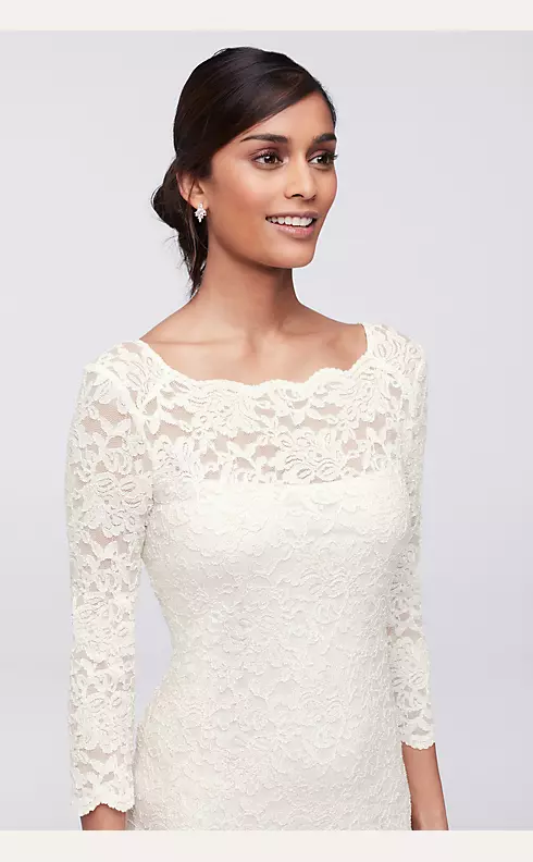 3/4-Sleeve Illusion Lace Cocktail Dress Image 3