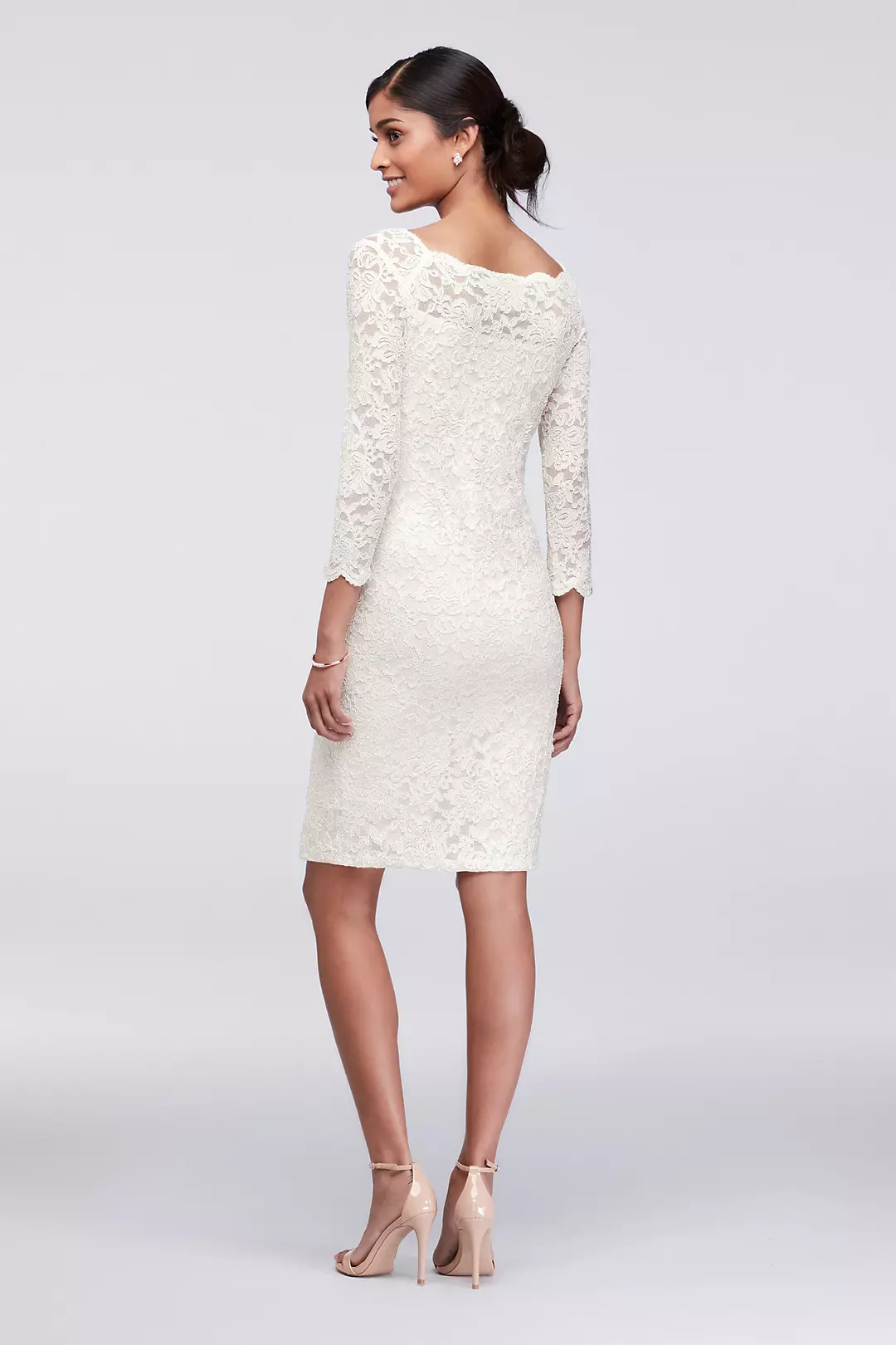 3/4-Sleeve Illusion Lace Cocktail Dress Image 2