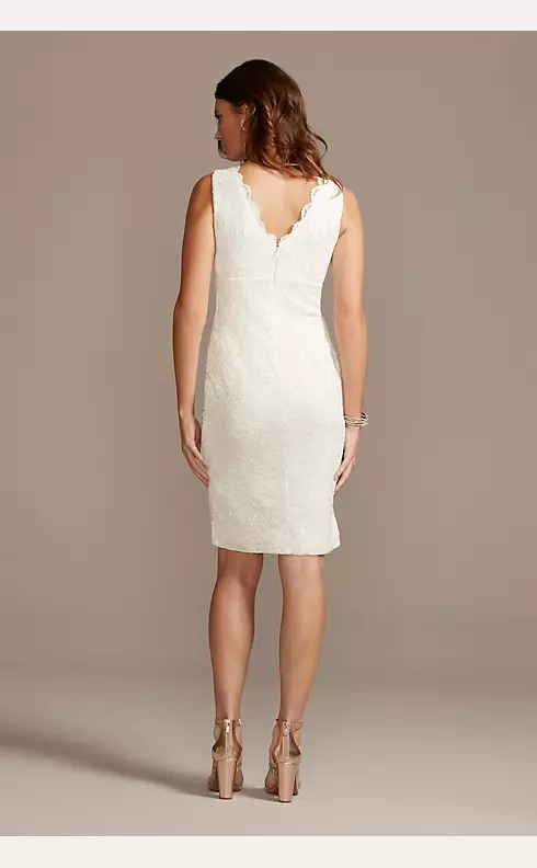 Scalloped Lace V-Neck Sheath Knee-Length Dress Image 2