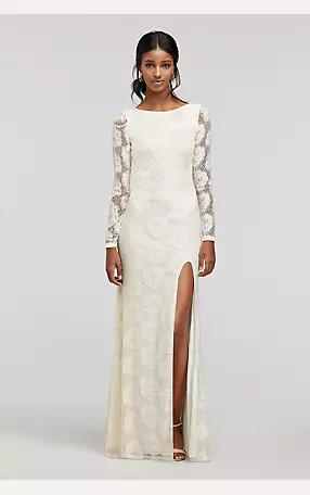 Longsleeve Lace Dress with Side Slit Image 1