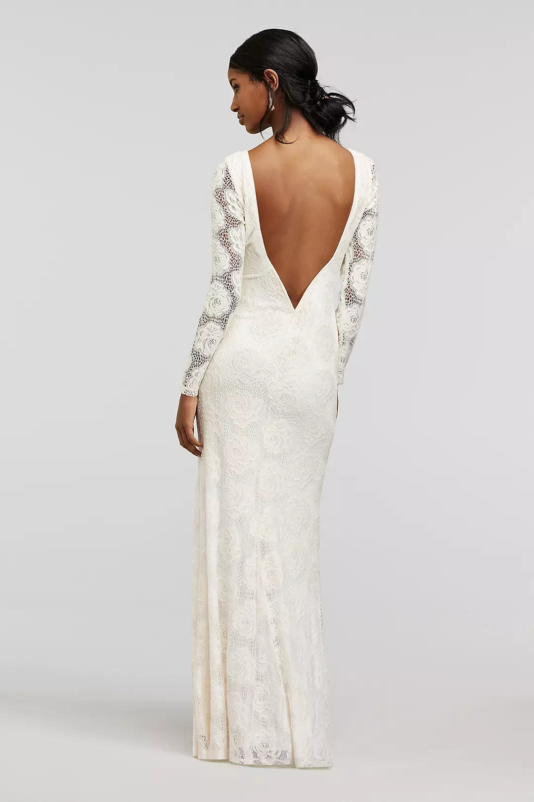 Longsleeve Lace Dress with Side Slit Image 2
