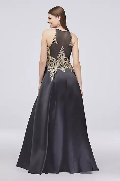 Metallic Embroidered High-Neck Mikado Ball Gown Image 2