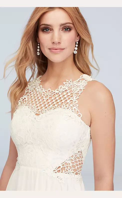Illusion Honeycomb Lace High-Low Short Tank Dress | David's Bridal