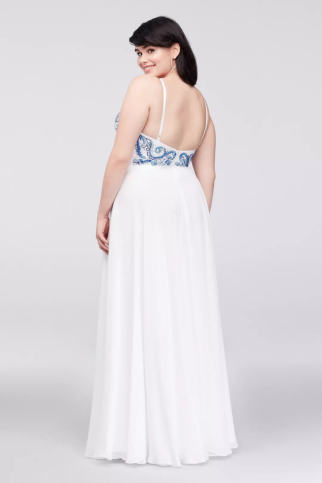 Embroidered High-Neck Chiffon Gown Image 2