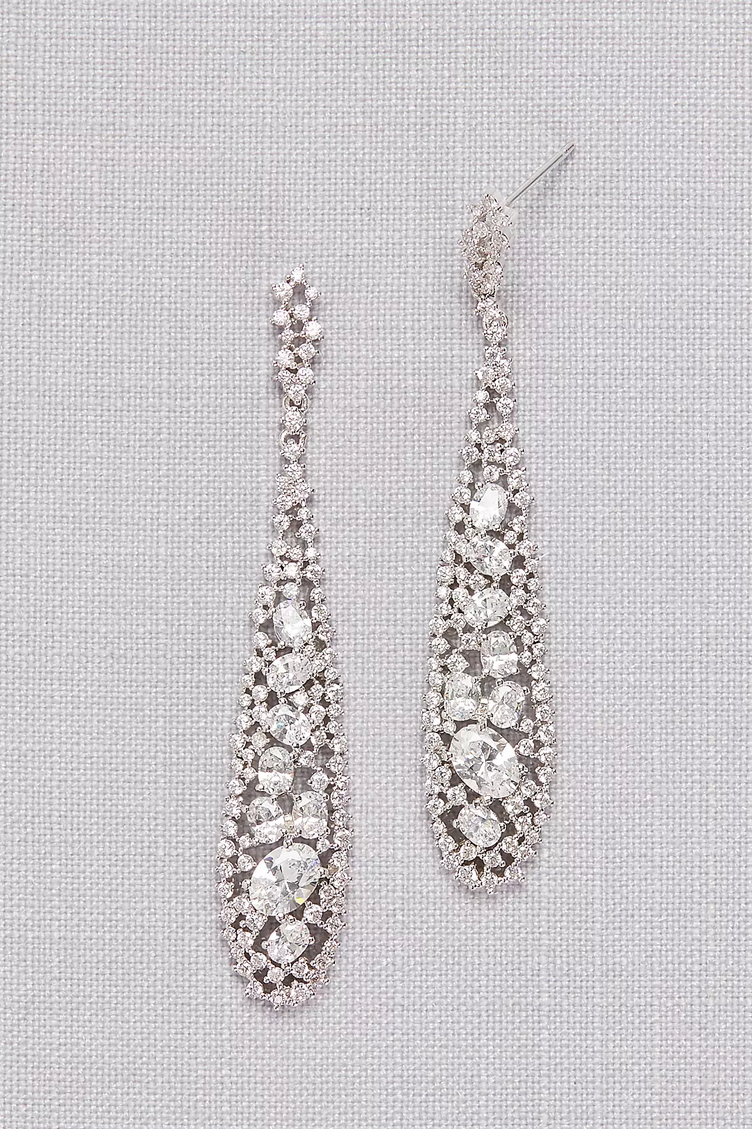 Long Crystal Pave Drop Earrings Image