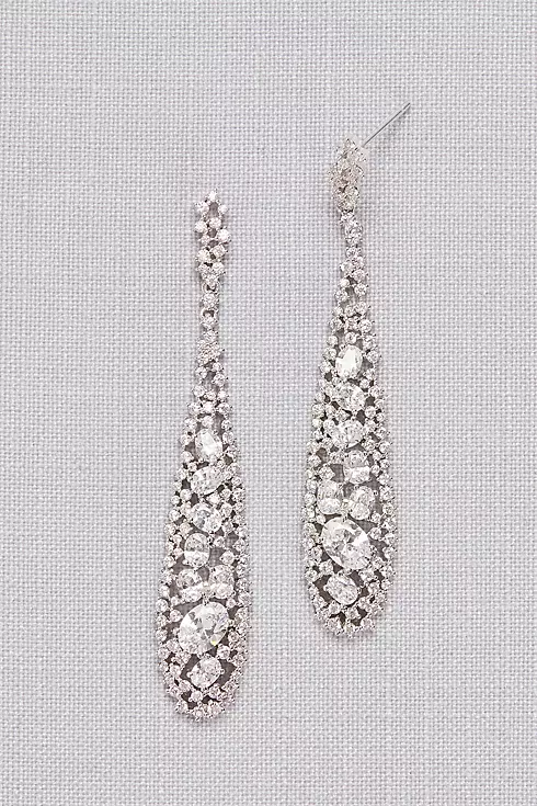 Long Crystal Pave Drop Earrings Image 1