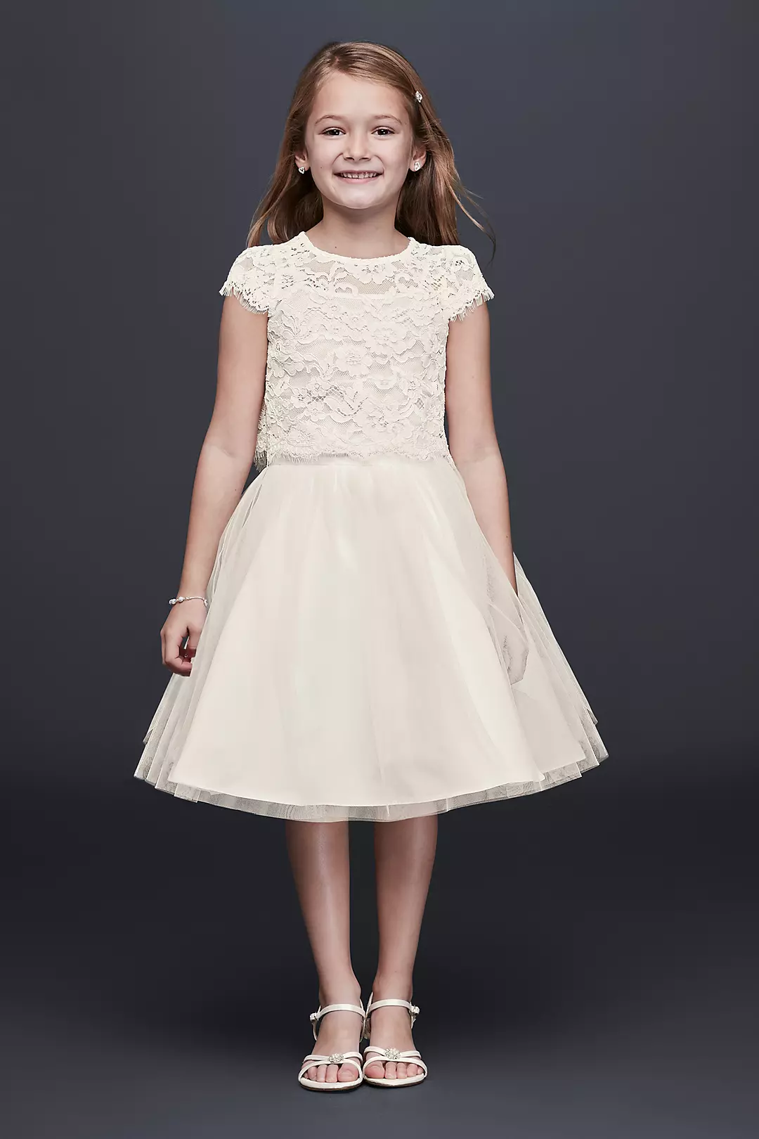 Lace and Tulle Two-Piece Flower Girl Dress Image