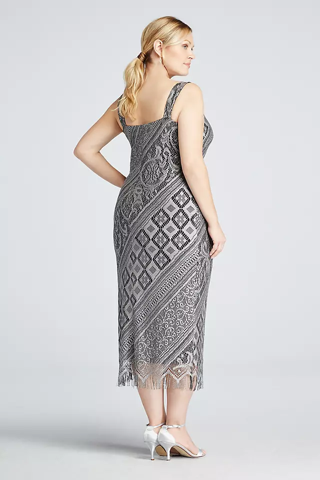 Sleeveless Long Crochet Dress with Chiffon Caplet Image 3