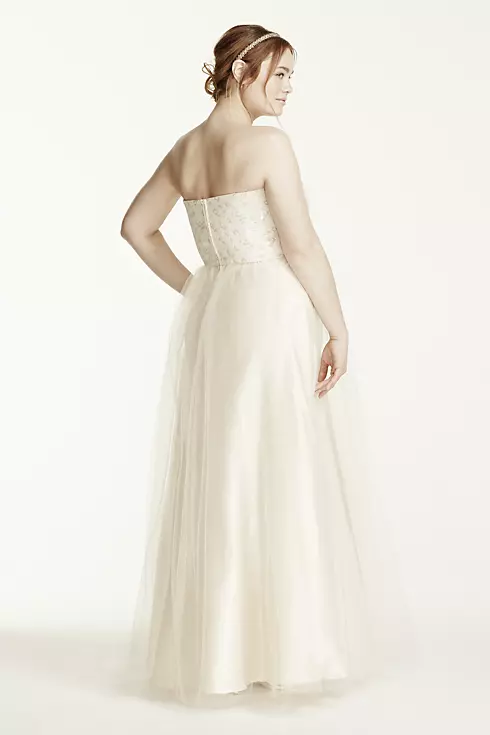 Strapless Beaded Brocade Bodice Tulle Ball Gown Image 2