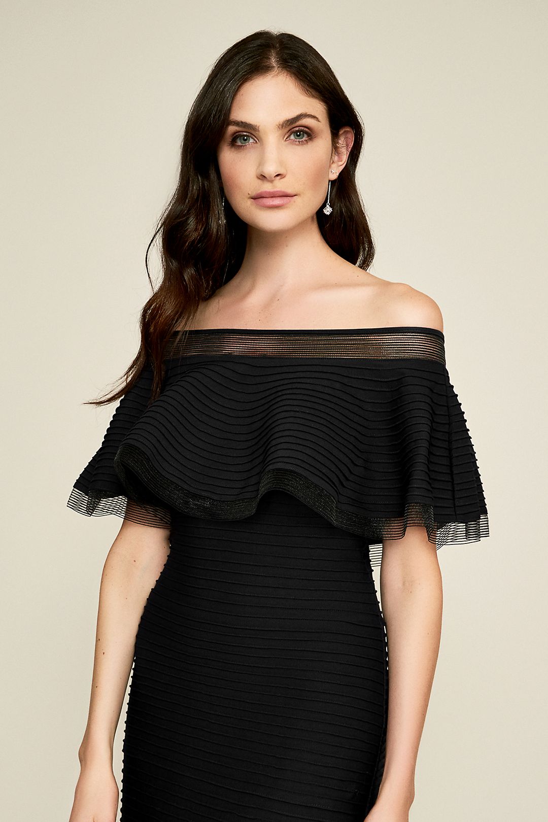 Pintucked Jersey Off-the-Shoulder Mermaid Dress Image 3
