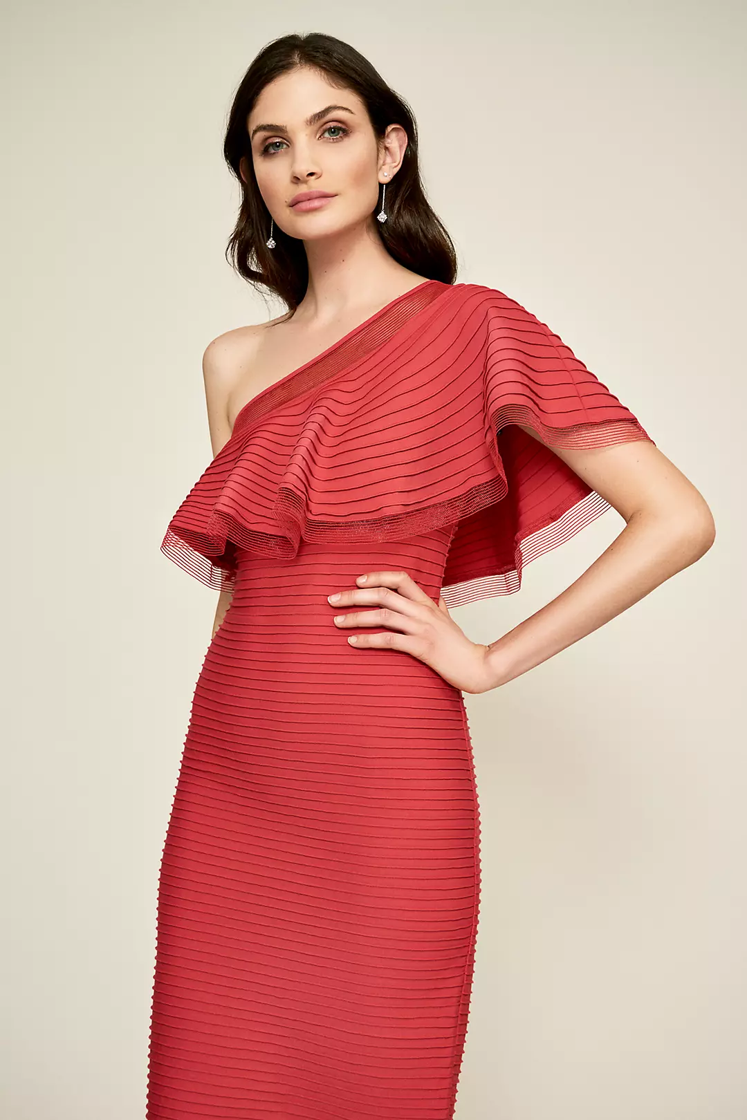 Addison One-Shoulder Pintuck Jersey Dress Image 3