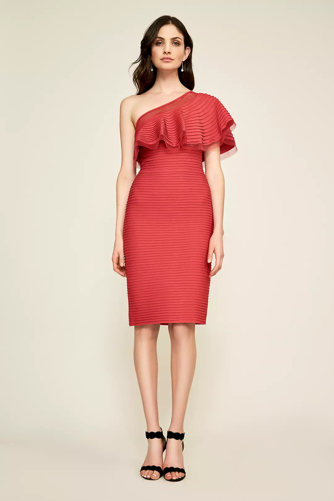 Addison One-Shoulder Pintuck Jersey Dress Image
