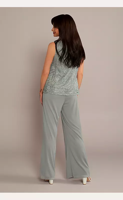 3-Piece Pantsuit with Beaded Tank and Flowy Jacket Image 4