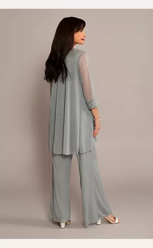 3-Piece Pantsuit with Beaded Tank and Flowy Jacket Image 2