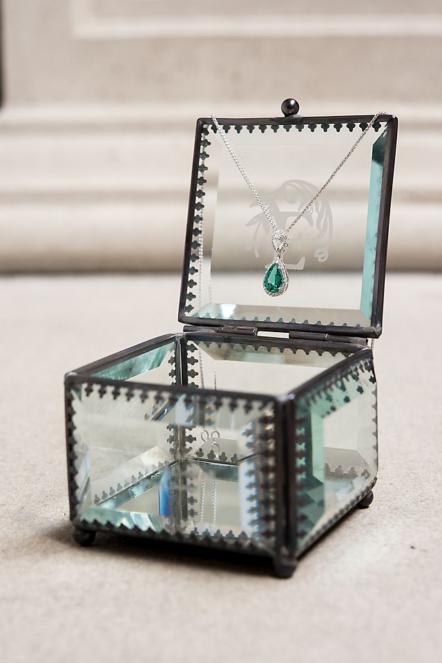 Metal-Trimmed Beveled Glass Ring Box | David's