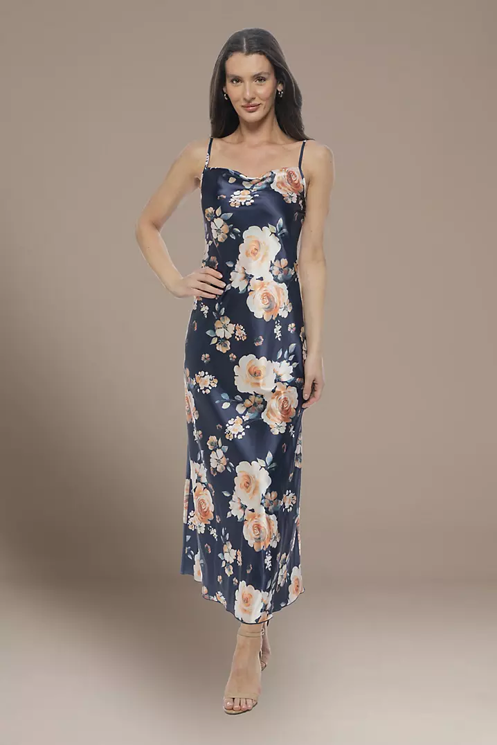 white christmas dresses Plunging Floral Tiered Fit and Flare Dress with Satin Tie Missy / 10 / Multi