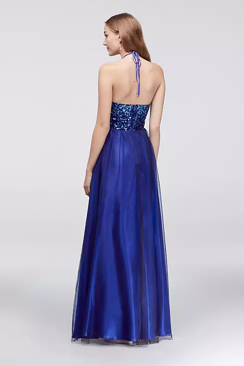 Ombre Sequin Halter Dress with Beaded Waist Image 2