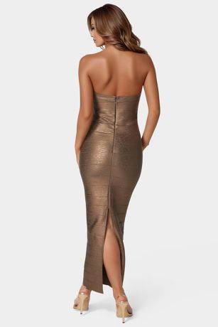 gold metallic bandage dress AIDEN PLATINUM BANDAGE MINI DRESS main image 1