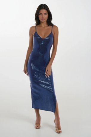 chinese dress ladies Blue Lace Embellished Midi Dress – self-portrait-US main image 1