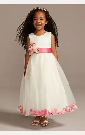 Tulle Skirt Flower Girl Dress with Colored Petals Image 1