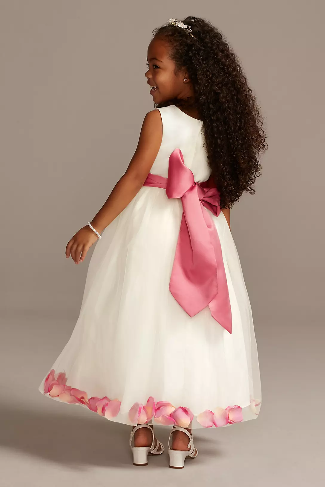 Tulle Skirt Flower Girl Dress with Colored Petals Image 2