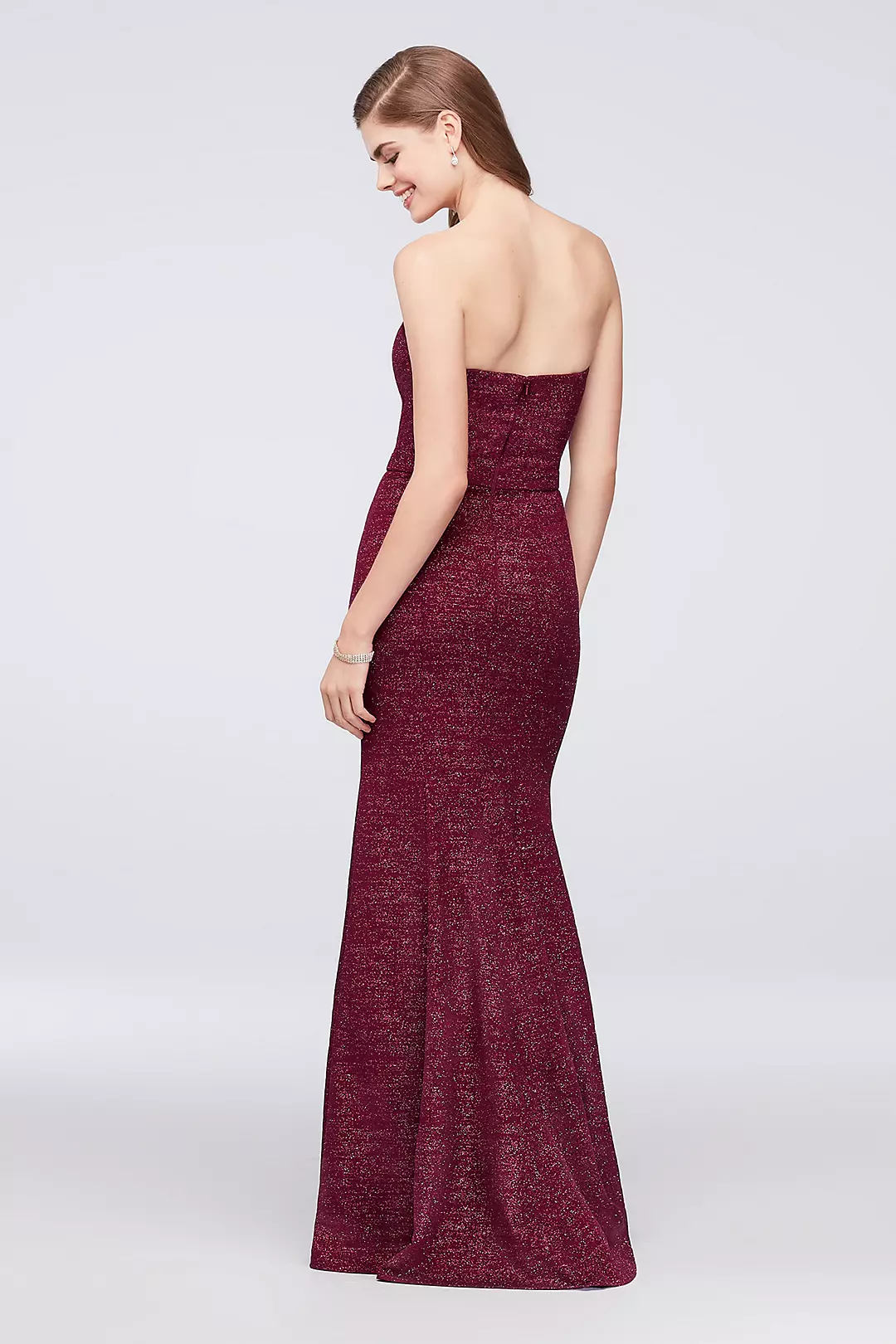 Strapless Plunge Glitter Knit Mermaid Gown  Image 2