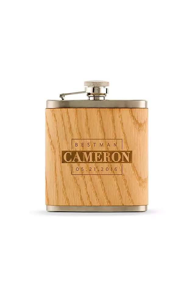 Personalized Wood Wrapped Flask Image 2