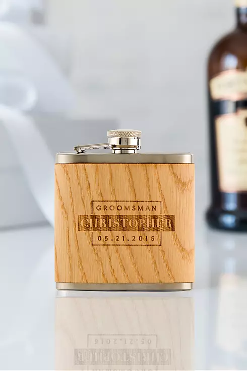 Personalized Wood Wrapped Flask Image 3