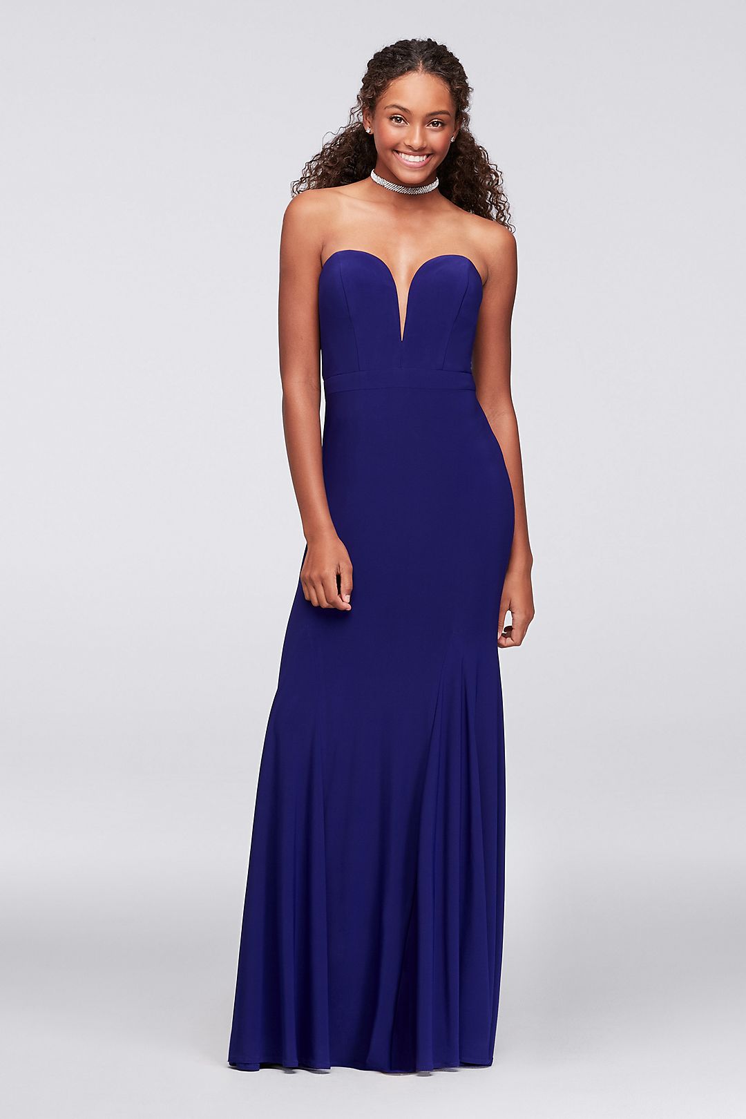 Strapless Sweetheart Plunge Jersey Mermaid Gown  Image 1