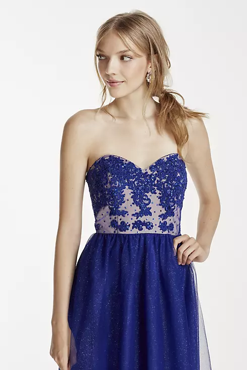 Glitter Mesh Dress with Illusion Lace Bodice Image 3
