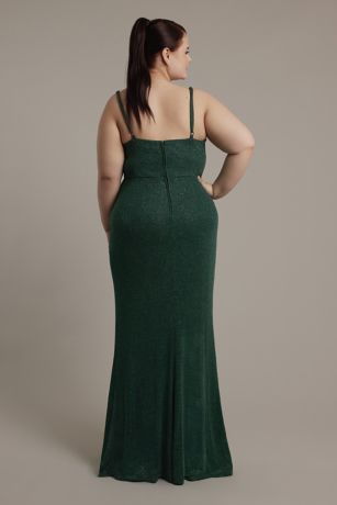 Glitter Knit Ruched Cowl Neck Sheath Dress | David's Bridal