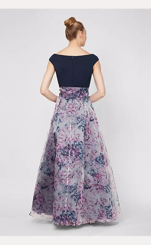 Notched Off-the-Shoulder Floral Organza Ball Gown Image 2