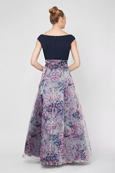 Notched Off-the-Shoulder Floral Organza Ball Gown Image 2