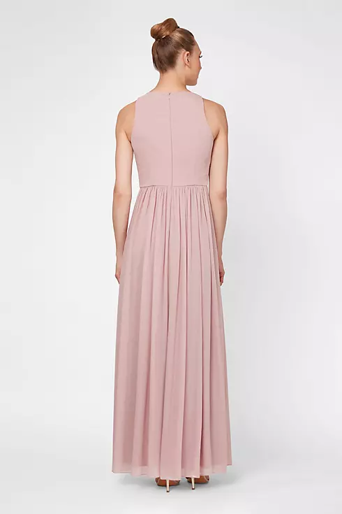 Sleeveless High-Neck Ruched Chiffon Gown Image 2