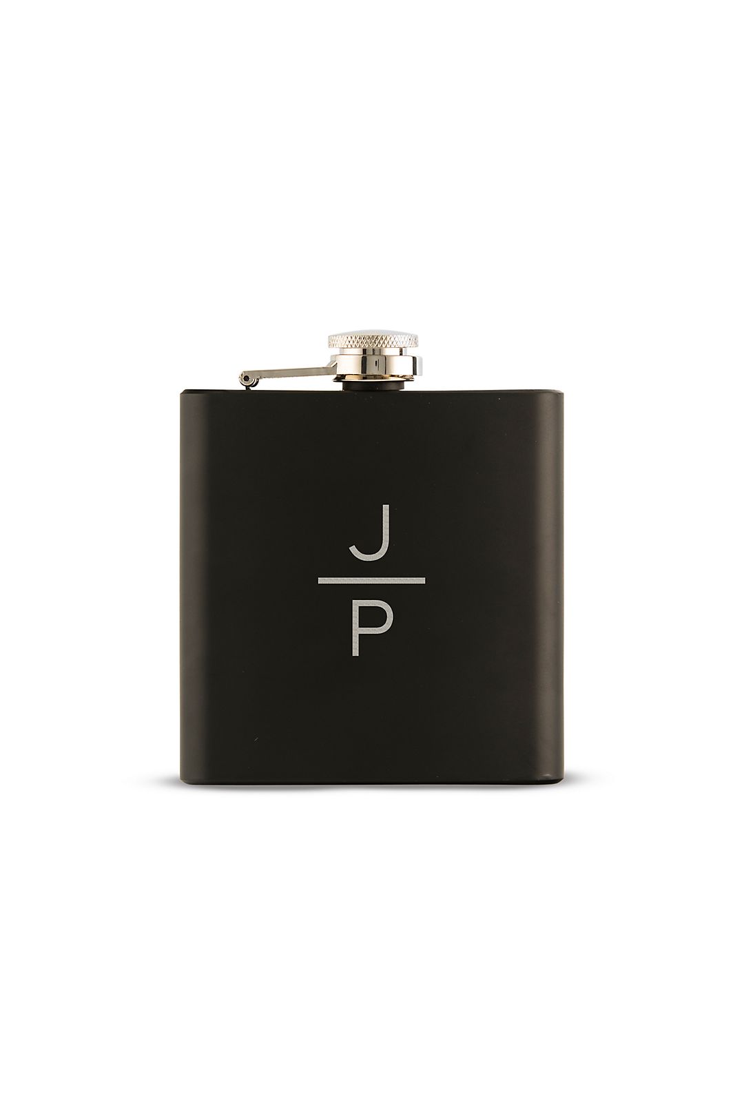 Personalized Stacked Monogram Black Coated Flask Image 1