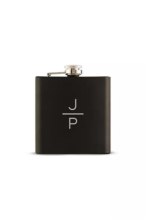 Personalized Stacked Monogram Black Coated Flask Image 1